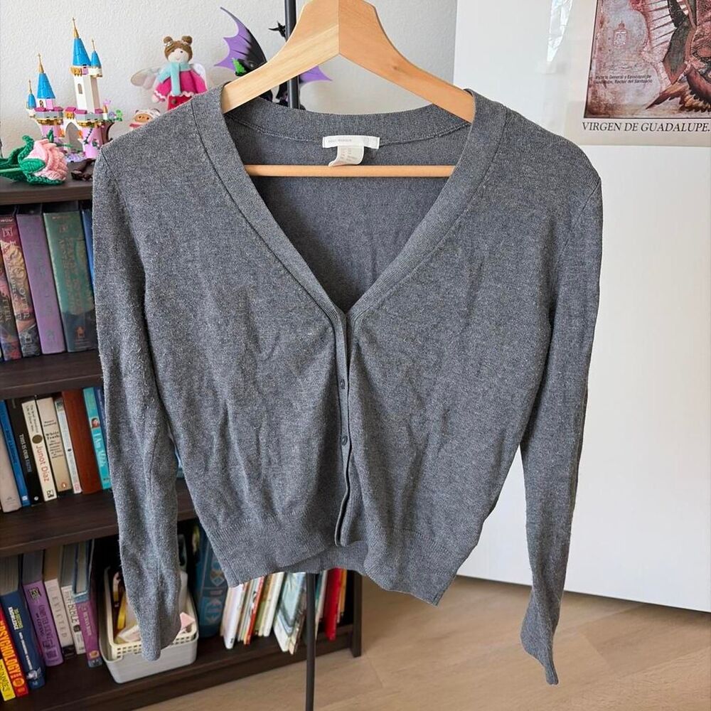 H&M Gray Twist Front Cardigan Sweater Women's XS